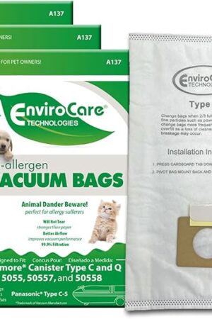 EnviroCare Replacement Anti-Allergen Vacuum Bags for Kenmore Canister Type C or Q 50555, 50558, 50557 and Panasonic Type C-5 9 pack