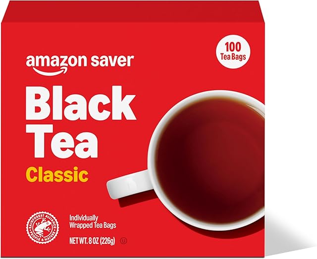 Amazon Saver, Classic Black Tea, 8 Oz, 100 Ct (Previously Happy Belly, Packaging May Vary)