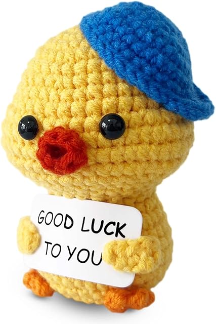 The Good Luck Duck, Positive Crochet Animals Inspirational Duck Good Luck Gifts for Women Men Friends, Graduation Gifts for Her/Him