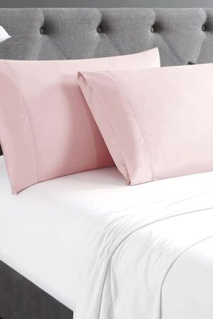 Cathay Home Hospitality 2-Piece Standard Pillowcase Set Hotel Collection - Twin, Twin XL, Full, Queen - Wrinkle & Fade Resistant Double Brushed Ultra Soft Microfiber - Blush, Standard (20" x 30")