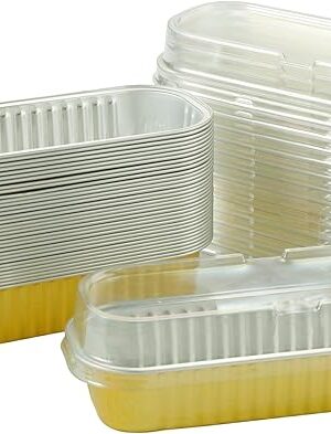 Aluminum Pans With Lids 50 Pack, 6.8oz Mini Cake Pans Loaf Baking Cups Muffin Tins,Disposable Baking Tins Baking Pans Holders For Brownie Mini Loaf Bread