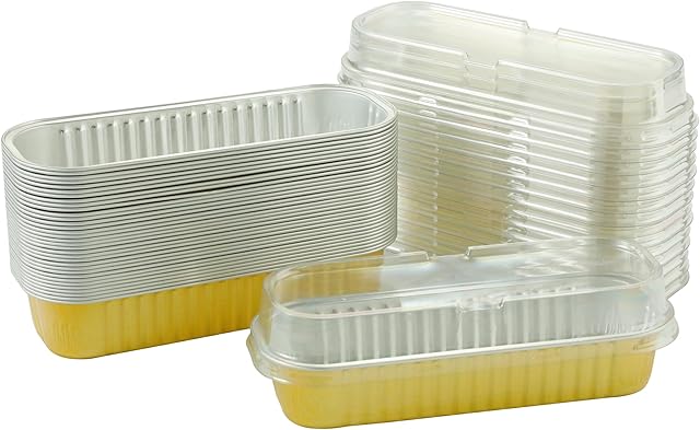 Aluminum Pans With Lids 50 Pack, 6.8oz Mini Cake Pans Loaf Baking Cups Muffin Tins,Disposable Baking Tins Baking Pans Holders For Brownie Mini Loaf Bread