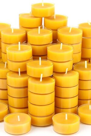 48 Packs Beeswax Tealight Candles, 100% Pure Beeswax Candles | 4-Hour Extended Burn Time | Natural Beeswax Tea Candle in Clear Cup, Perfect for Home Decor,Air Purification,Fragrance