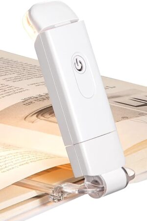 DEWENWILS USB Rechargeable Book Reading Light, 3000K Warm White, Brightness Adjustable Clip on LED Bookmark Lamp at Night in Bed, Portable Booklight for Bookworms, Kids