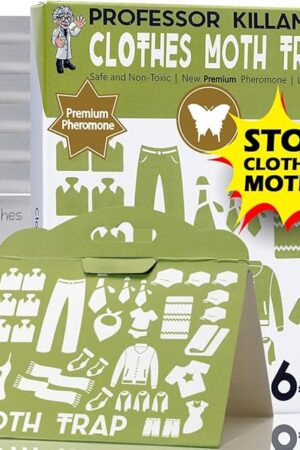 Clothes Moth Traps 6 Pack | Child and Pet Safe | No insecticides | Premium Attractant | Protect Clothes, Sweaters, Wool, Carpet | Safe Moth Killer