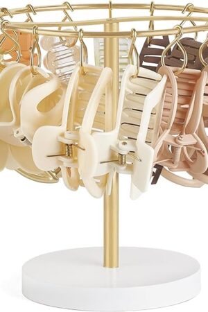 Dahey Metal Claw Clip Organizer Holder Stand Storage Display Hair Accessories Bedroom Bathroom College Dorm Room Decor for Women and Girls, Gold
