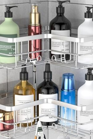 Yazoni Stainless Steel Corner Shelf Shower Caddy Silver