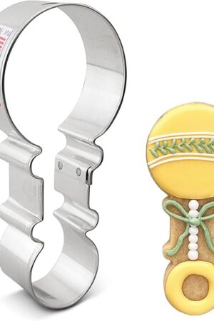 Baby Rattle Cookie Cutter 4.5" Made in USA by Ann Clark