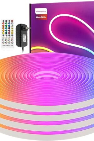 Led Neon Rope Light 32.8Ft RGB Neon Strip Lights App Control, Remote Control, Music Syncing, Outdoor IP65 Waterproof Neon Led Strip Lights Flexible DIY Design for Bedroom, Gaming, Party Decoration