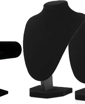 Comelyjewel 3pcs/pack Jewelry Organizer - Black Velvet 1 Row Bracelet Holder & 9" Necklace Holder Elegant Room Decor & Jewelry Organizers and Storage Solution for Fashion Accessories