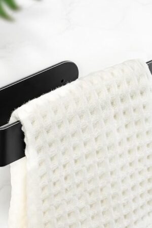 8 Inch Hand Towel Holder, Self Adhesive Towel Bar for Bathroom, Rustproof Aluminum U-Shape Towel Rack Stick on Wall, Black