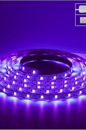 6.6ft Black Light LED Strips, 120 Lamp Beads, USB Cable 1.5m LED Black Light Strip Kit, DC5V 10W Flexible Blacklight strip lights, Non-Waterproof UV Light Strip for Indoor, TV Decor, Party, Halloween