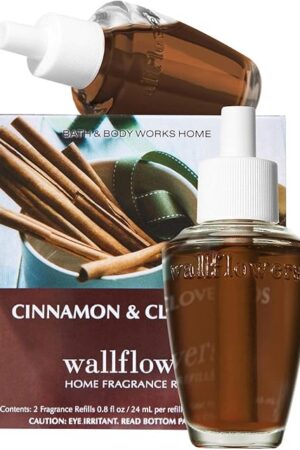 Bath & Body Works Cinnamon and Clove Buds Wallflowers - Slatkin & Co. Home Fragrance Diffuser Refills - 2 bulbs