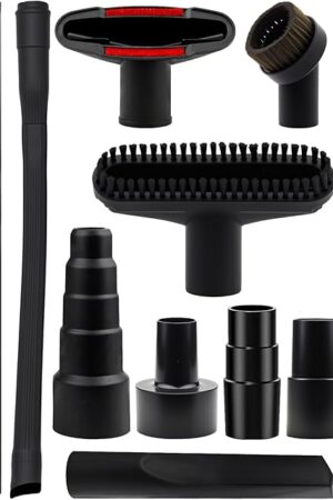 13 PCS Universal Vacuum Attachments Kit, 2 1/2" to 1 1/4" Wet Dry Vacuum Hose Adapter, 1 7/8" to 1" Adapter for Shop Vac, 1 1/4" Vacuum Cleaners Accessories with Horse Hair Brush, Extension Wand