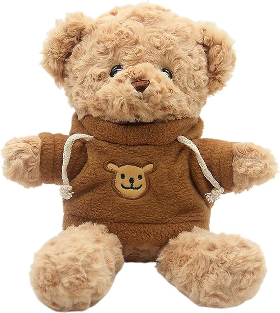 The Soft Teddy Bear Stuffed Animals, 11.8'' Teddy Bear Plush Toy Wearing Sweater Birthday Christmas Valentine’s Day Gift for Kids Girlfriend (Brown-A)