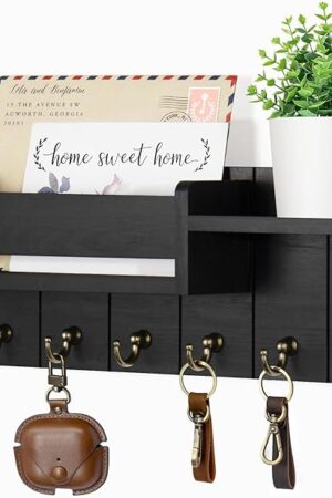 Wooden Wall Mount Key Holder with 6 Key Hooks