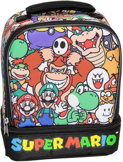 AI ACCESSORY INNOVATIONS Super Mario Lunch Box Soft Kit Dual Compartment Insulated Cooler Characters