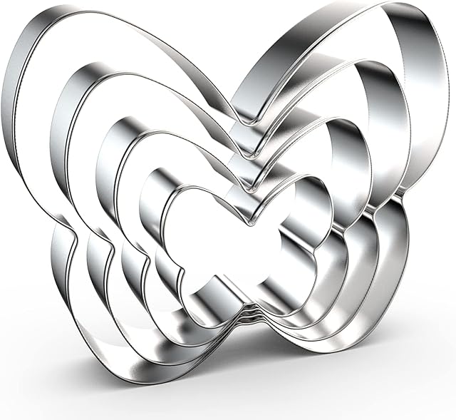 Butterfly Cookie Cutter Set in Assorted Sizes - 5 Inch, 4 Inch, 3 Inch, 2 Inch - 4 Piece - Stainelss Steel
