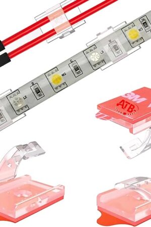 ATB- LED Strip Light Self-Adhesive Mounting Brackets and Clips,Strip Light Holder,Cable Wires Organizer Clips for Indoor,Outdoor (Clear 100PACK with 100Screws) (for 10mm Width LED Strip)