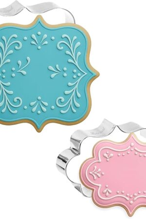 Bakerpan Stainless Steel Plaque Cookie Cutters Shapes, Frame Cookie Cutters for Baking - Set of 2