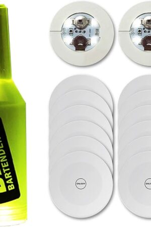 12Pcs LED Coaster, LED Sticker Lights, LED Bottle Lights Cup Holder Lights for Wine Liquor Bottle, Bottle Sparklers for Champagne, Party, Bar, Cold White