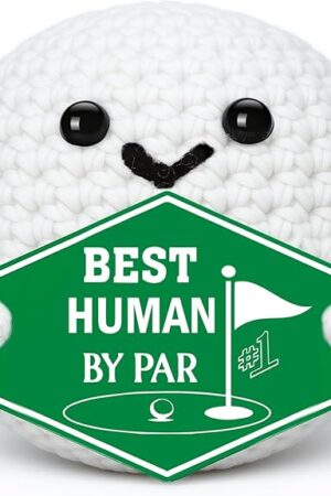 Emotional Golf Gifts for Men – Best Human by Par, Positive Motivational Support Inspirational Funny Gag Crochet Golf Ball Accessories Present for Women Golfers Friends Birthday Christmas