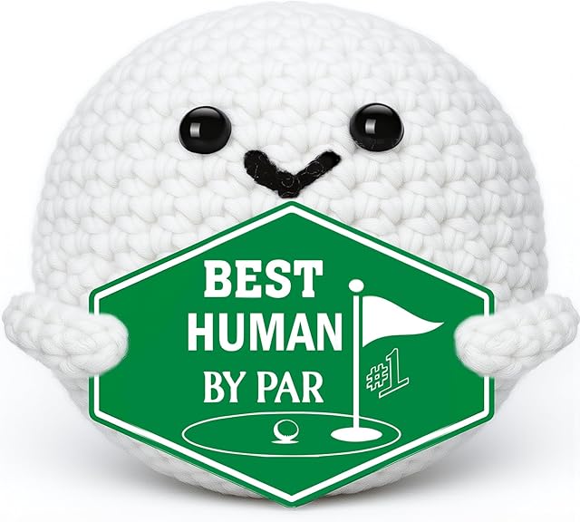 Emotional Golf Gifts for Men – Best Human by Par, Positive Motivational Support Inspirational Funny Gag Crochet Golf Ball Accessories Present for Women Golfers Friends Birthday Christmas