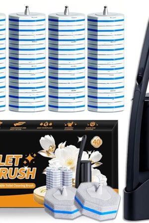 Disposable Toilet Brush - Toilet Bowl Cleaner, Toilet Cleaning Supplies, Toilet Brush with Holder, Toilet Bowl Cleaner Wands，40 Refills for Toilet Cleaning and Hygienic Bathroom Maintenance