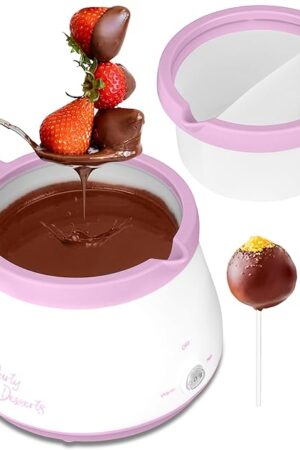 Candy and Chocolate Melting Pot with 2 Pots, Melts Candy Chocolate in a Couple of Minutes, Ideal for Cake Pops Cookies Cakes, 2.5 Cups, Pink