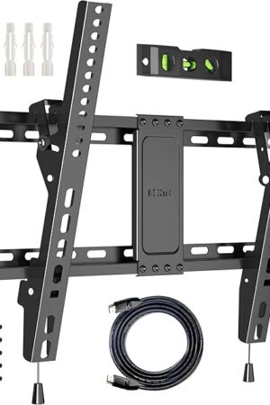 BONTEC TV Wall Mount for 37–85 Inch TVs, Tilting TV Mount Bracket for LED LCD OLED Flat Curved Screens, Low Profile 1.5in Design, Max VESA 600x400mm, Supports up to 132lbs, Fits 55 65 75 85 Inch