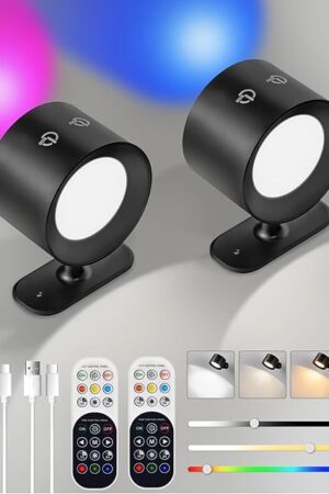 Wall Sconce Wall Lights 3 Color Temp 3 RGB Black B02YBP206