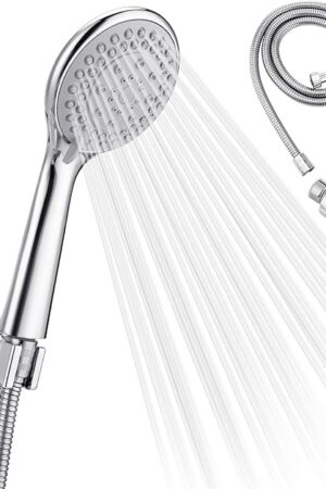 Detachable Handheld Shower Head with Hose - High pressure 5 Functions Showerheads Hand Held Shower Heads,Extra Long 4.7 ft. Stainless Steel Hose and Holder.
