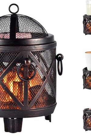 Dicimi Wax Melt Warmer,4-in-1 Electric Wax Melter,Oil Burner,Fireplace Wax Warmers, for Home Office Bedroom Aromatherapy Present and Decorations (Bronze, Fireplace Stove)