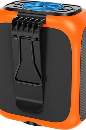 16000RPM Portable Waist Fan Clip on Wearable Belt Personal Fan, 14000mAh Minimum Gear Endurance Up to 24 hours, 3 Speed Neck Desk Fans, Wearable Body Shirt Belt Fans Outdoor, Worksite (Orange)
