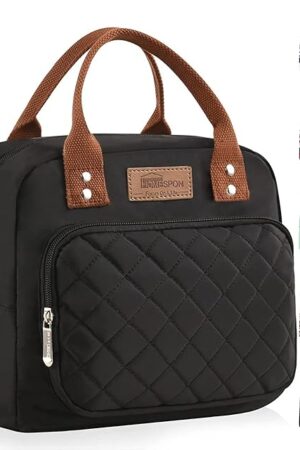 Buringer HOMESPON Lunch Bag for Woman Man Adults with Front Pocket Insulated Lunch Tote Lunch Box Container for Work Picnic or Travel（Black）