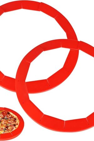 2 Pack Adjustable Silicone Pie Crust Shield Pie BPA-free Protectors Adjustable Bake Crust Protector Pie Crust Protector Cover Kitchen Tool for Baking Pie Pizza, Fit 8-11.5 Inch Pies(Red)