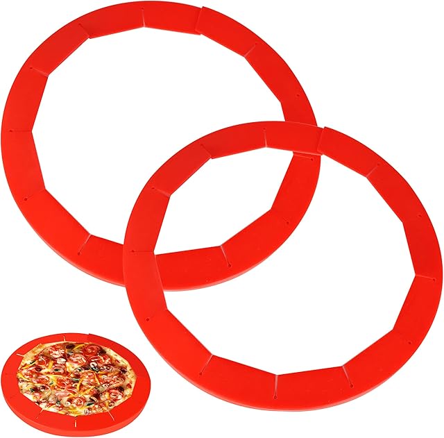 2 Pack Adjustable Silicone Pie Crust Shield Pie BPA-free Protectors Adjustable Bake Crust Protector Pie Crust Protector Cover Kitchen Tool for Baking Pie Pizza, Fit 8-11.5 Inch Pies(Red)