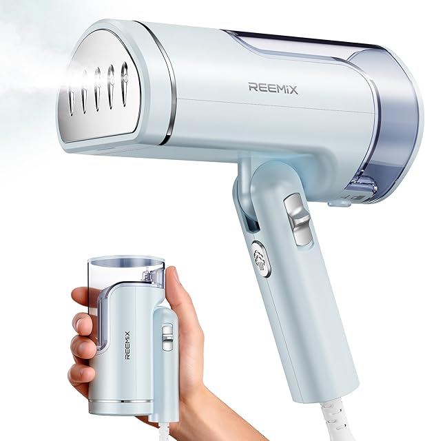 Portable Garment Steamer, Powerful Foldable Handhled Steamer 1300W, Travel Size Steamer For Clothes 20S Fast Heat-up, Fabric Steamer for Home & Travel, 120V Only (Aqua)