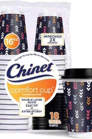 Chinet Comfort-Cup 108 Count Double-Wall Hot Cups & Lids, 16 Ounce