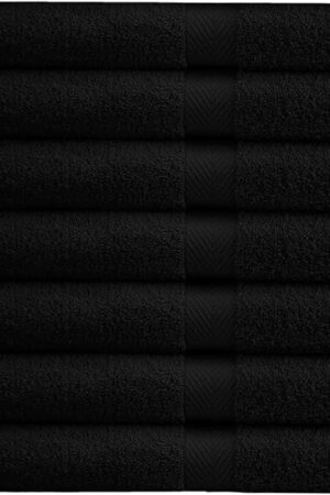 COTTON CRAFT Simplicity Bath Towels Set -7 Pack- 27x52-100% Cotton Bath Towel - Lightweight Absorbent Soft Easy Care Quick Dry Everyday Luxury Hotel Spa Gym Shower Beach Pool Camp Travel Dorm - Black