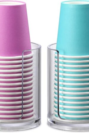 AOZITA Bathroom Cup Dispenser, 2 Pack Mouthwash Cups Holder, Small Disposable Paper Cup Holders For Rinsing Cups On Bathroom Vanity Countertops