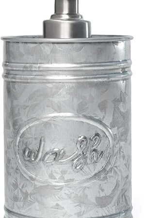 Autumn Alley Galvanized Farmhouse Soap Dispenser Kitchen - Rustic Soap Dispenser for Bathroom - Stainless Steel Pump for Hand Wash, Sanitizer, Lotion, Rustic Bathroom Accessories,17.5 oz, Grey