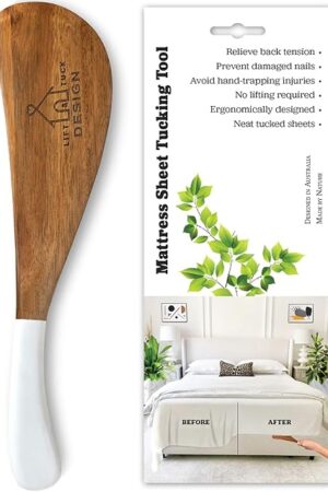 Bed Sheet Tucker Tool, Designed in Australia, Ergonomic, Improved Daily Living Aid, Woodcrafted, Relieves Back Pain, Bed Maker Tool Helper, Mattress Lifter Wedge for Changing Sheets