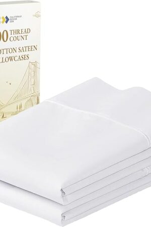 California Design Den Standard Queen Size Pillowcase Set - 400 Thread Count, 100% Cotton Sateen, Set of 2 Pillow Covers, Breathable, Cooling, Soft for Quality Sleep - Bright White