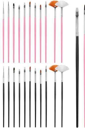 30 PCS Cake Decorating Brushes, Cookie Paint Brushes Food Safe Paint Brushs Kit Cookie Decorating Brush Food Paints Fondant Brush DIY Tool Set Icing Pastry Brushs for Painting Baking, Black and Pink