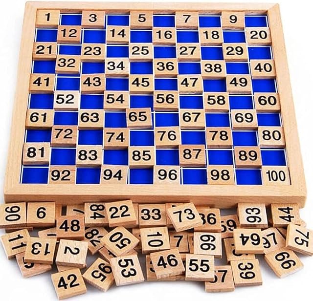 The umbresen Wooden Toys Hundred Board Montessori 1-100 Consecutive Numbers Early Childhood Toys Digital Board for Kids with Storage Bag