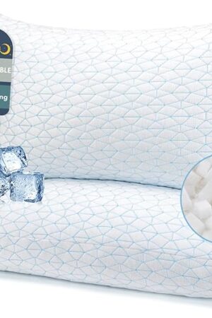 COZSINOOR Cooling Pillows Queen Size Set of 2 for Sleeping - Adjustable Shredded Memory Foam Pillows 2 Pack, Cool Pillow for Back, Side and Stomach Sleepers, Bed Pillow Removable Cover Washable