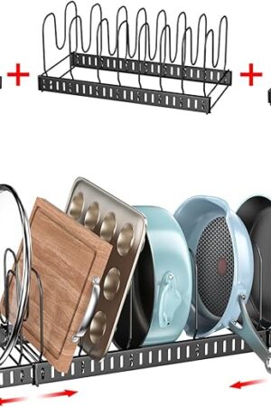 X-cosrack Pot and Pan Organizer Rack, Black, 7"D x 32"W x 7.1"H