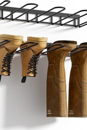 Boot Rack, Wader Hangers for wall, Metal Wall Mounted Shoe Racks, 4 Pair Boot Organizer for Tall Boots and Cowboy shoes, Boots Trays for Entryway,Garage (2 Pack)
