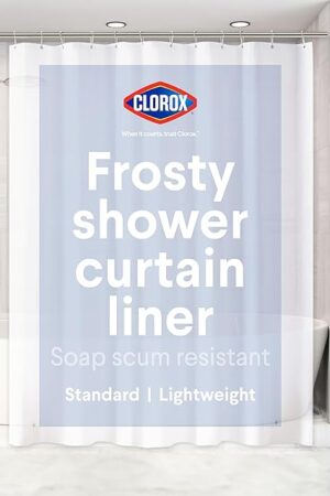 CLOROX Shower Curtain Liner, Premium Lightweight Durable Waterproof 4g PEVA for Bathroom with Weighted Magnets, Standard Size 70" x 72", Frosty 1 Pack